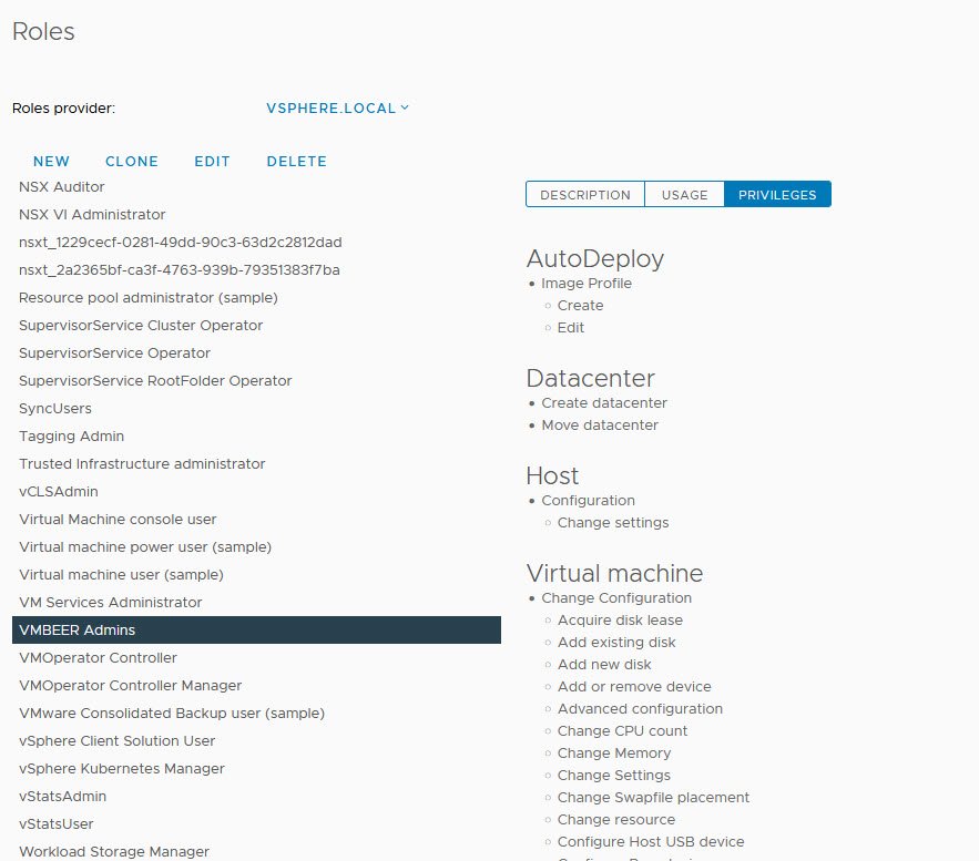 roles no vCenter